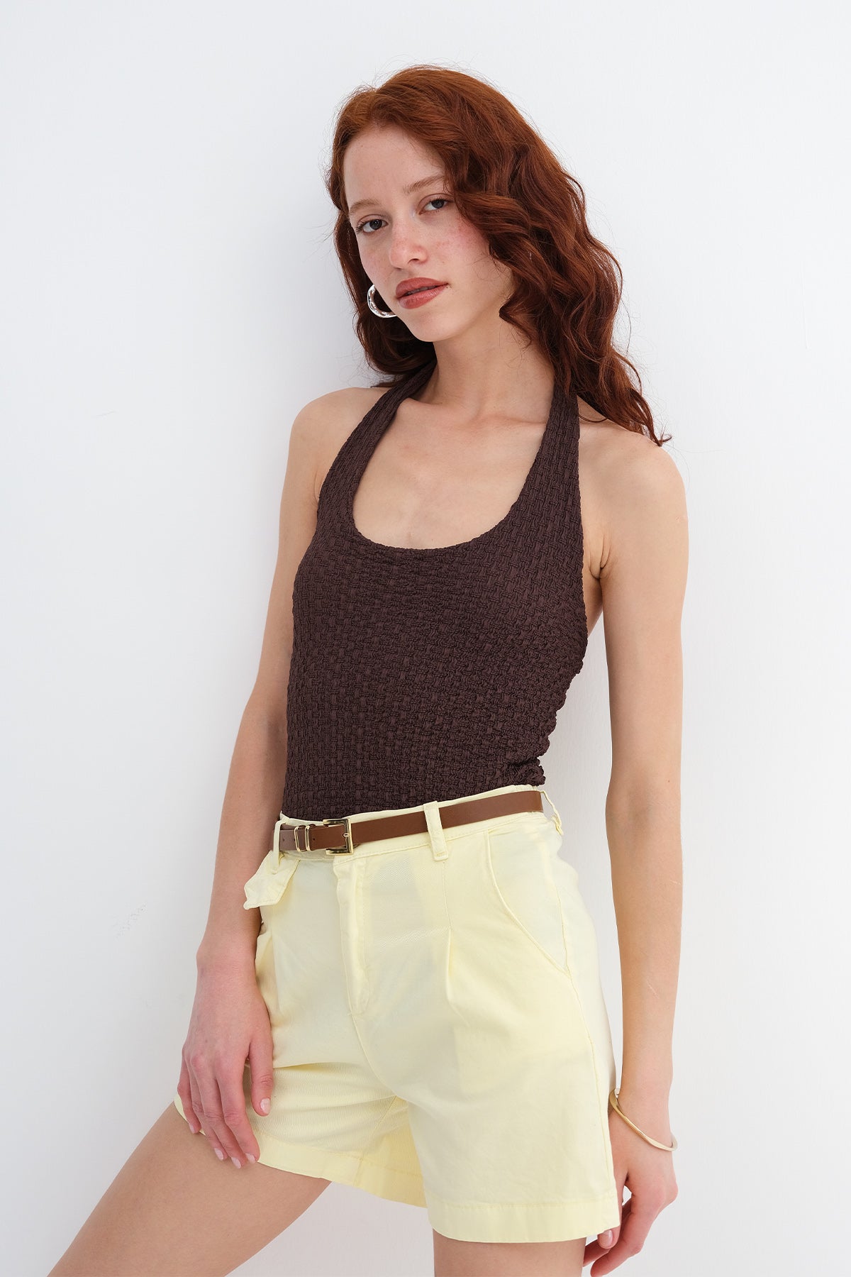 Brown_Halter-Neck-Textured-Blouse-addax