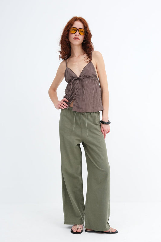 Oil-Green_Tie-Waist-Wide-Leg-Pants-addax