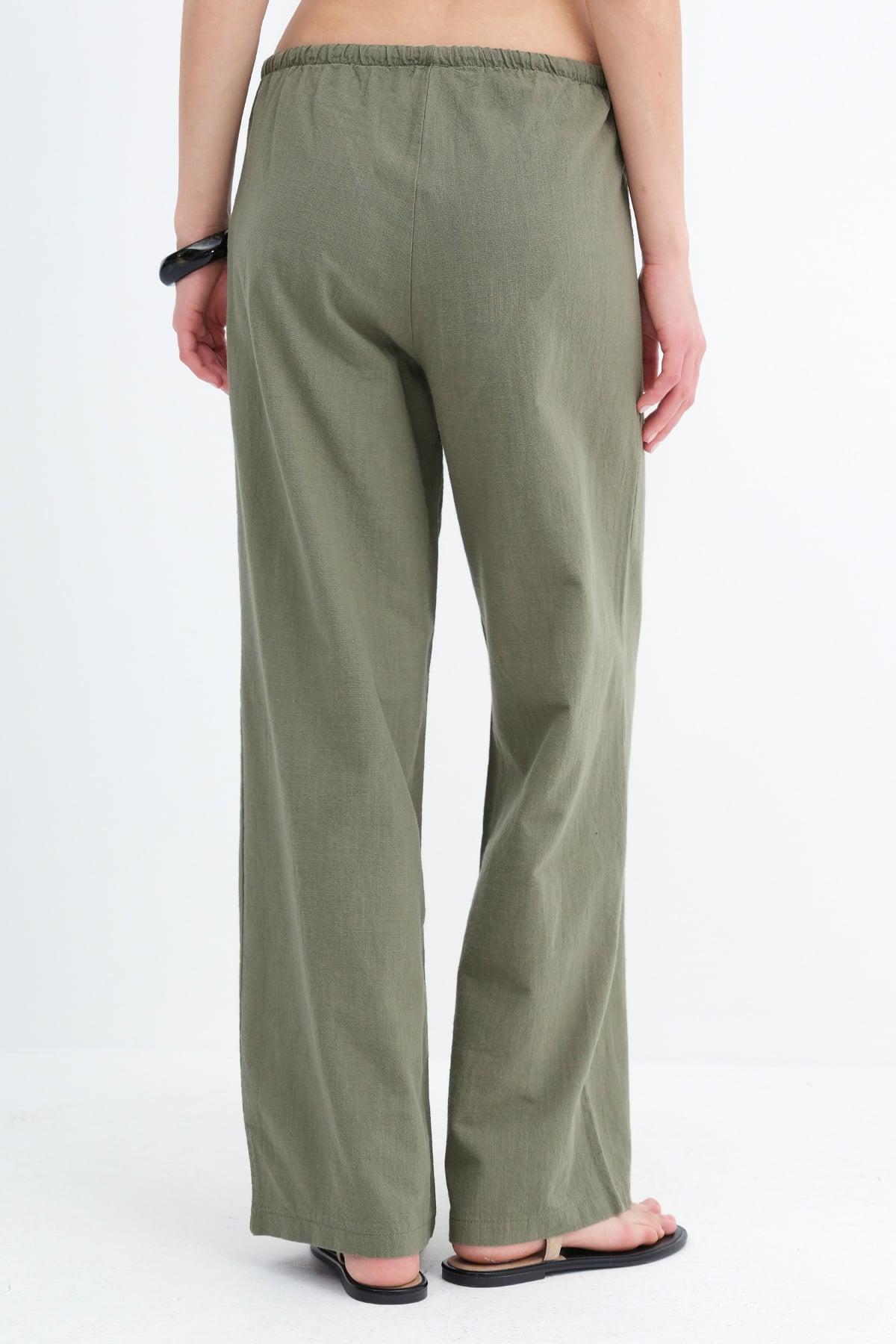 Oil-Green_Tie-Waist-Wide-Leg-Pants-addax