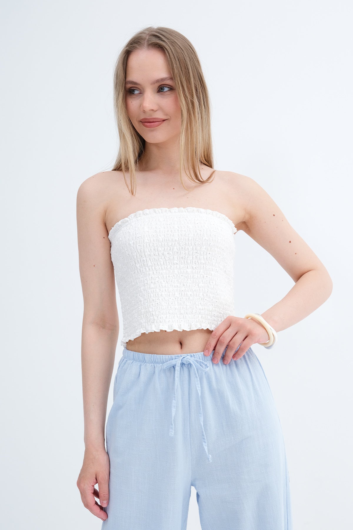 Ecru_Strapless-Shirred-Bustier-addax