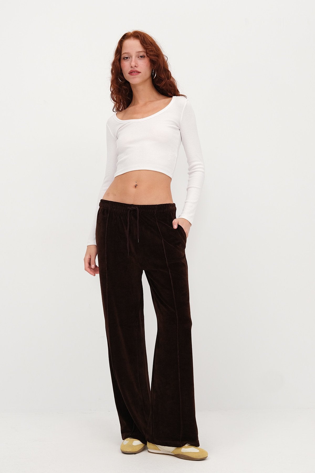 Velvet Wide Leg Joggers