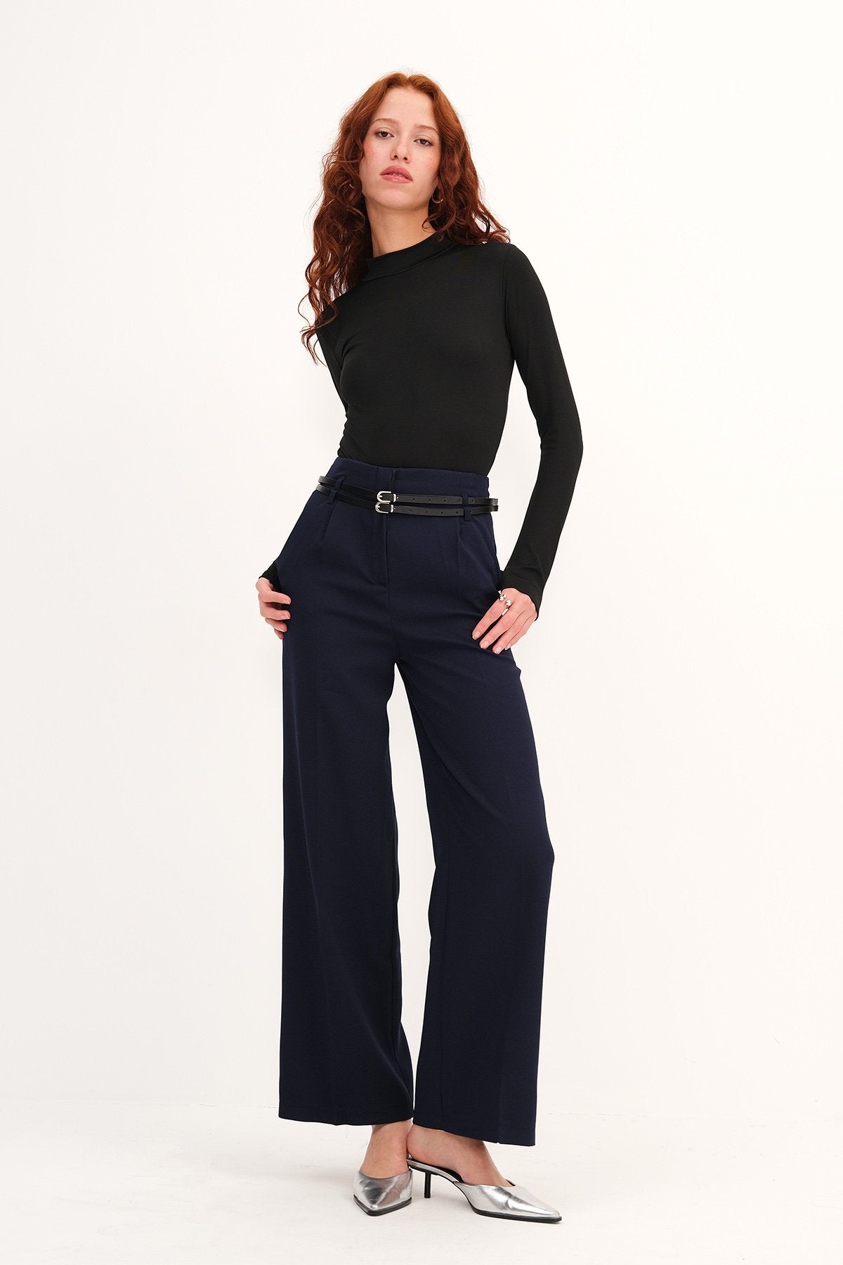 Belted Wide Leg Pants