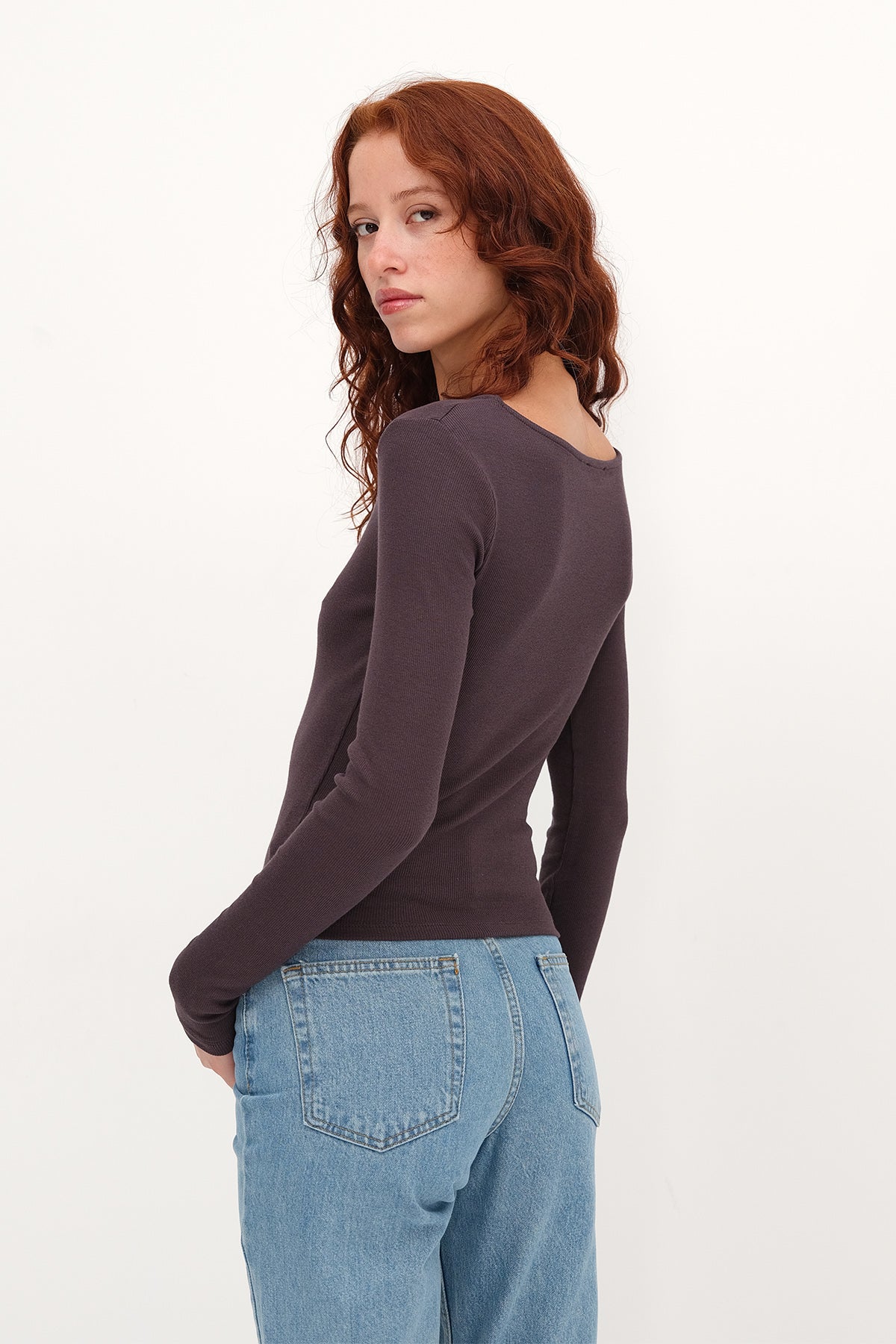 Soft-Brown_Crew-Neck-Ribbed-Blouse-addax