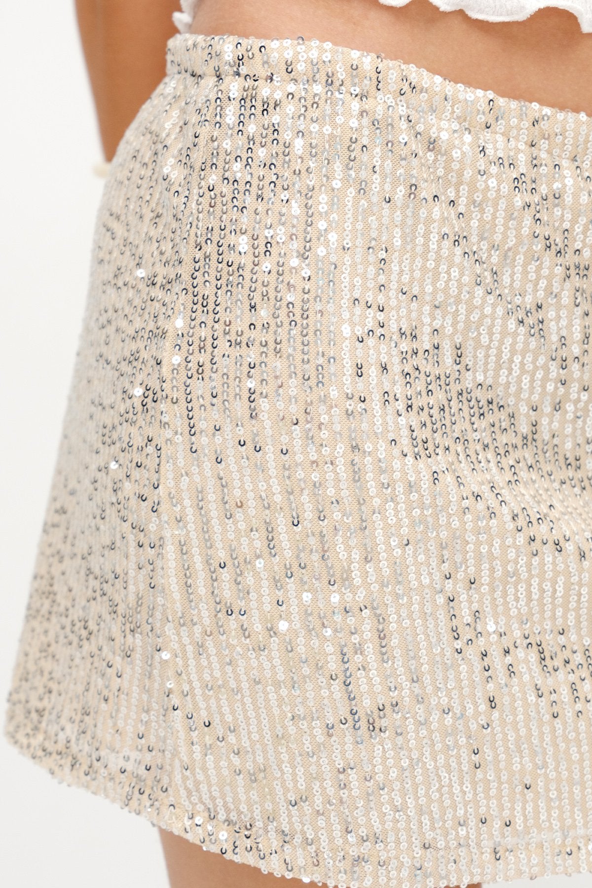 Beige_Sequin-Mini-Skirt-addax