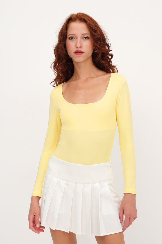 Yellow_Basic-U-neck-Long-Sleeve- Bodysuit-addax