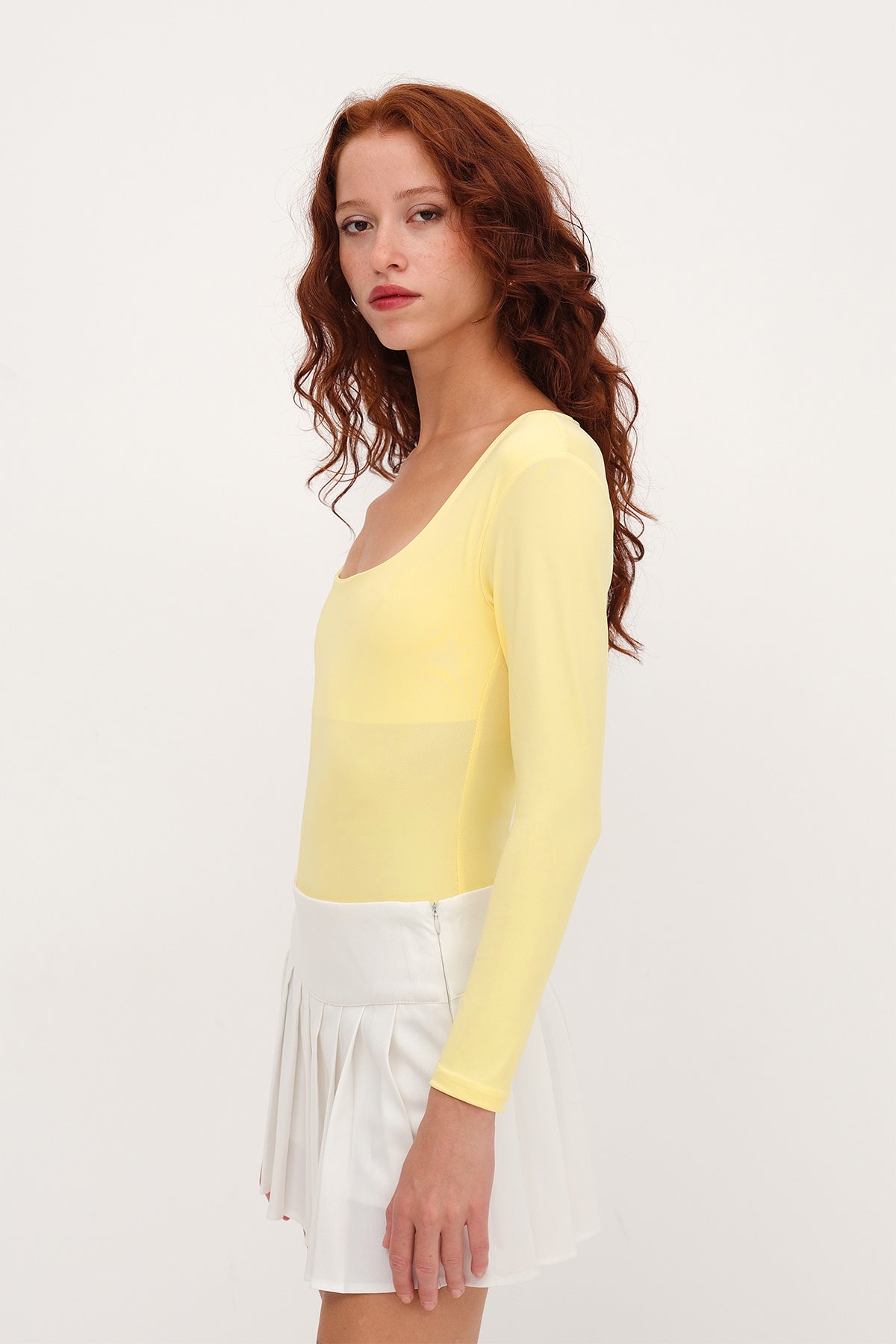 Yellow_Basic-U-neck-Long-Sleeve- Bodysuit-addax