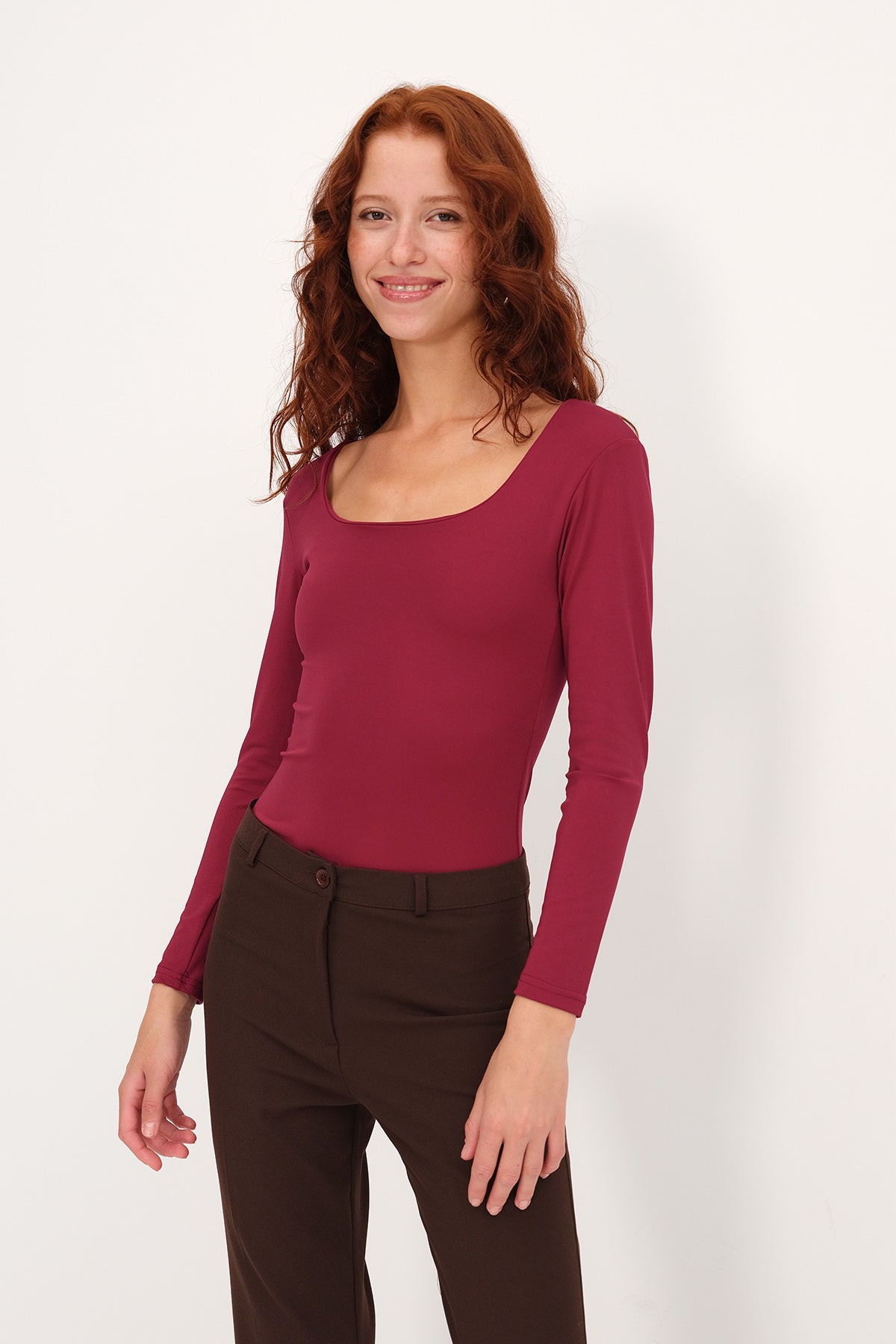 Burgundy_Basic-U-neck-Long-Sleeve- Bodysuit-addax