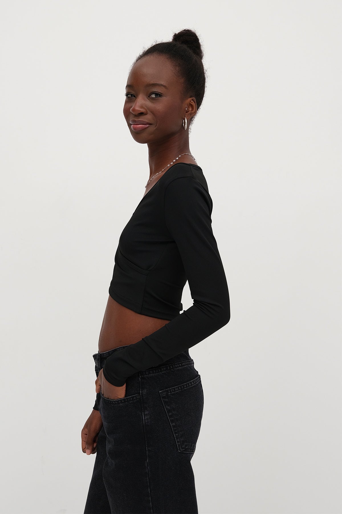 Black_V-Neck-Crop-Blouse-addax