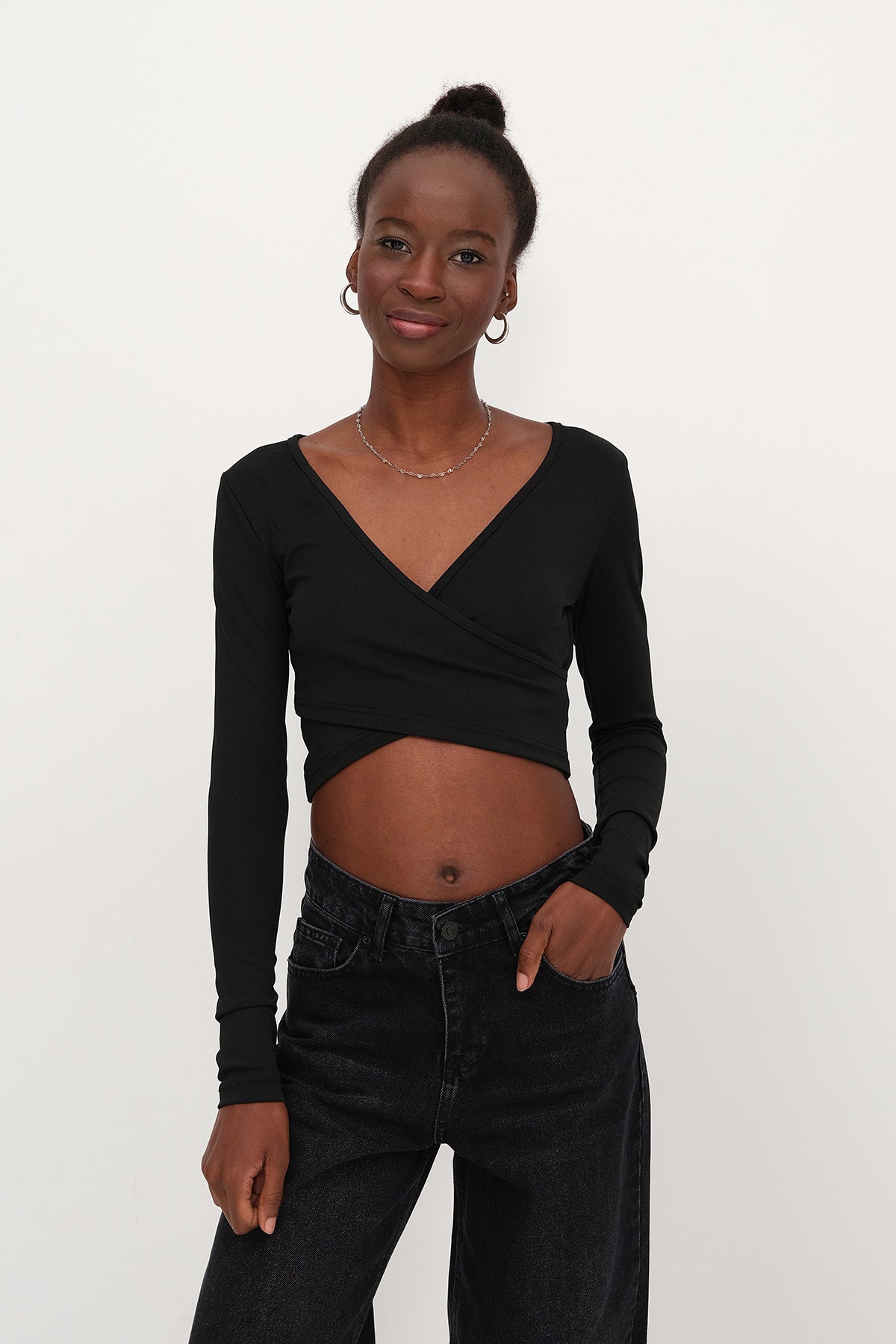 Black_V-Neck-Crop-Blouse-addax