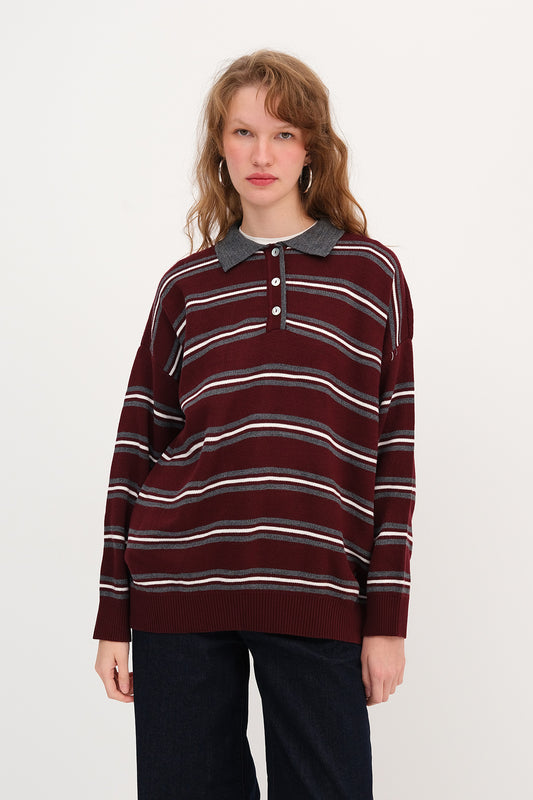 Burgundy_Polo-Neck-Striped-Sweater-addax