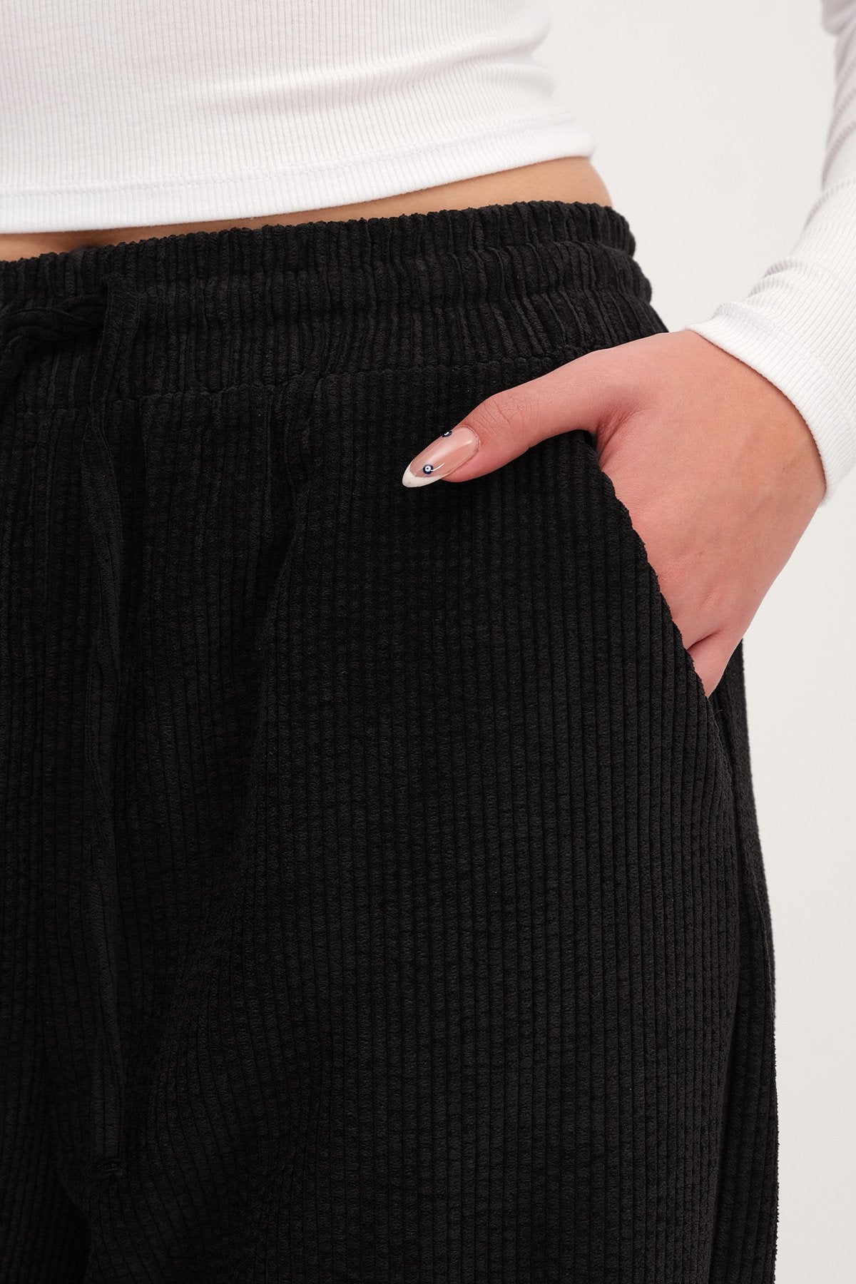 Elastic Waist Velvet Pants