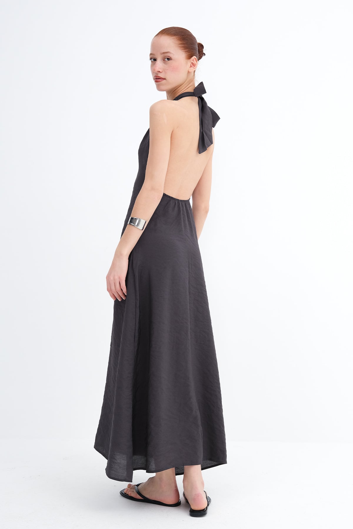 Charcoal_Halter-Neck-Modal-Dress-addax