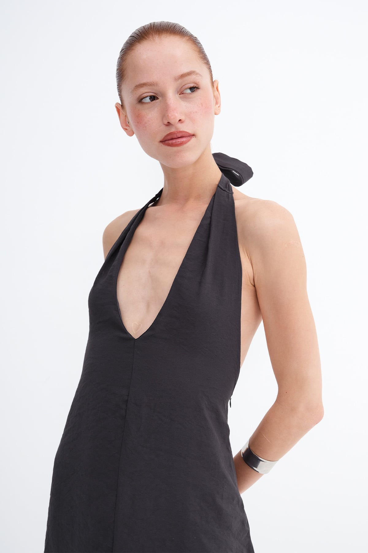 Charcoal_Halter-Neck-Modal-Dress-addax
