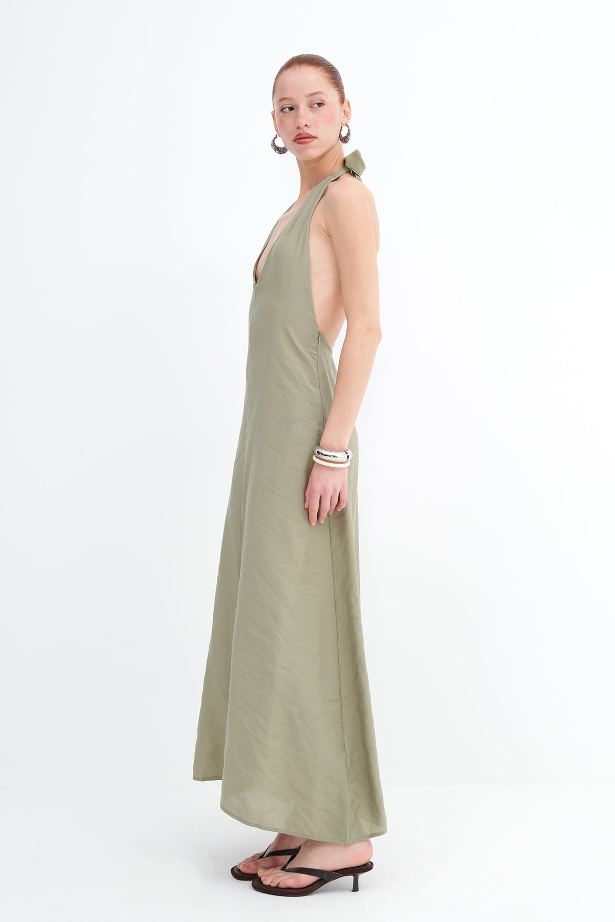 Oil-Green_Halter-Neck-Modal-Dress-addax