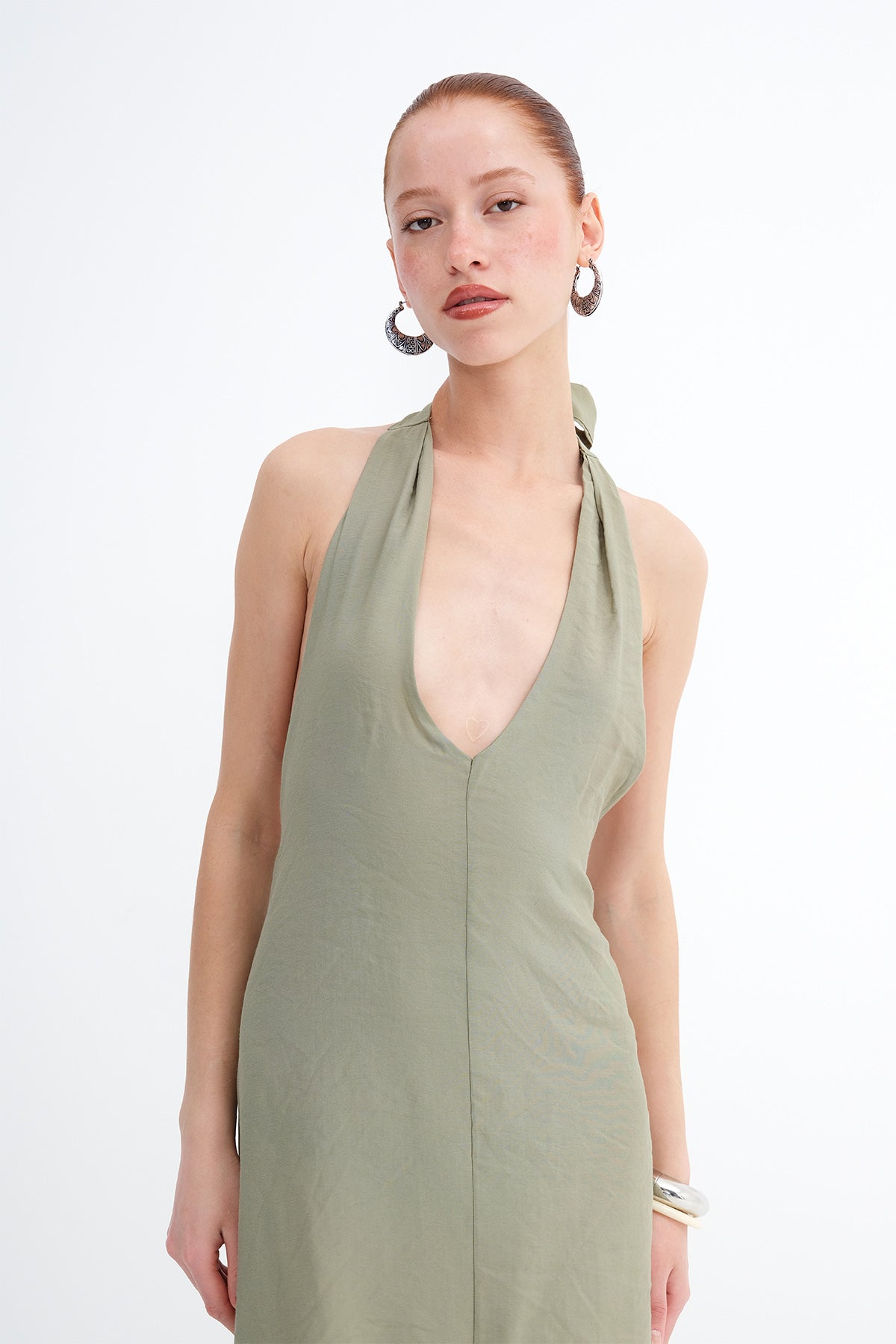 Oil-Green_Halter-Neck-Modal-Dress-addax