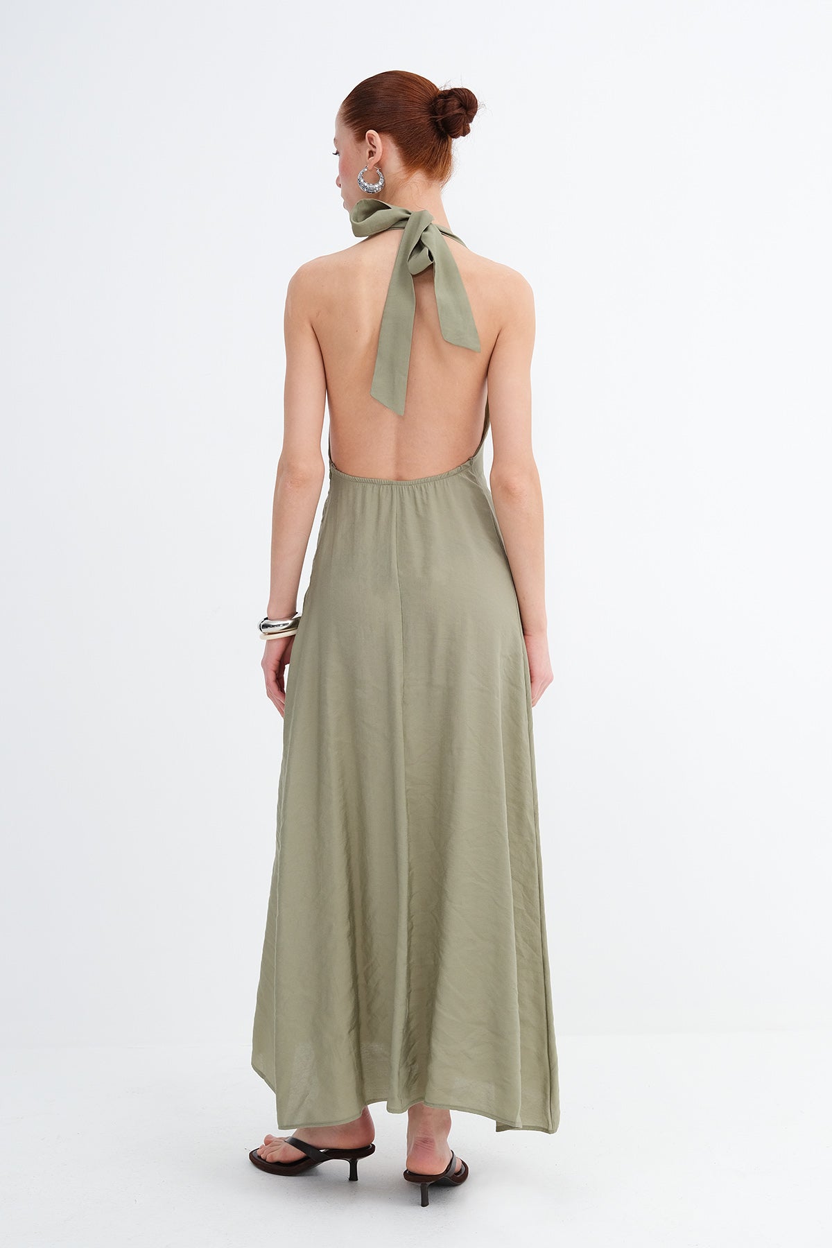 Oil-Green_Halter-Neck-Modal-Dress-addax