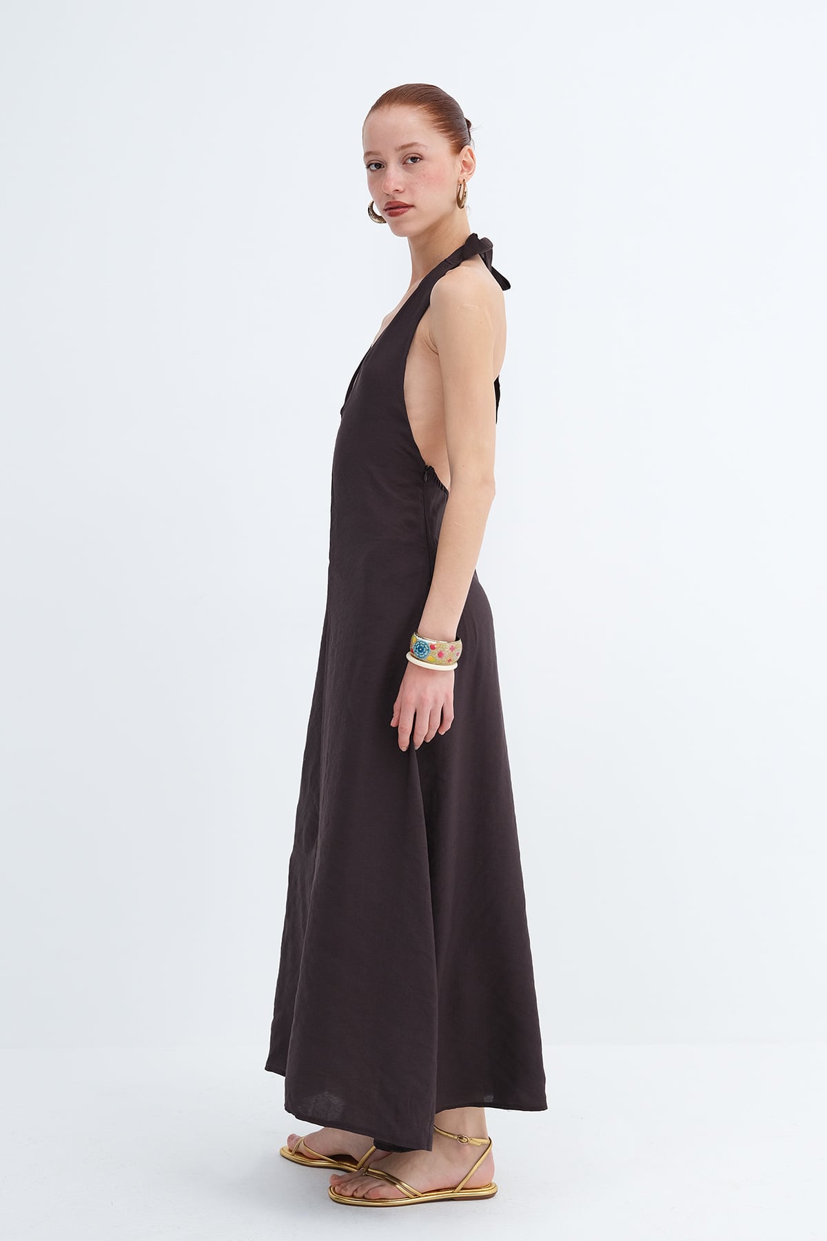 Soft-Brown_Halter-Neck-Modal-Dress-addax