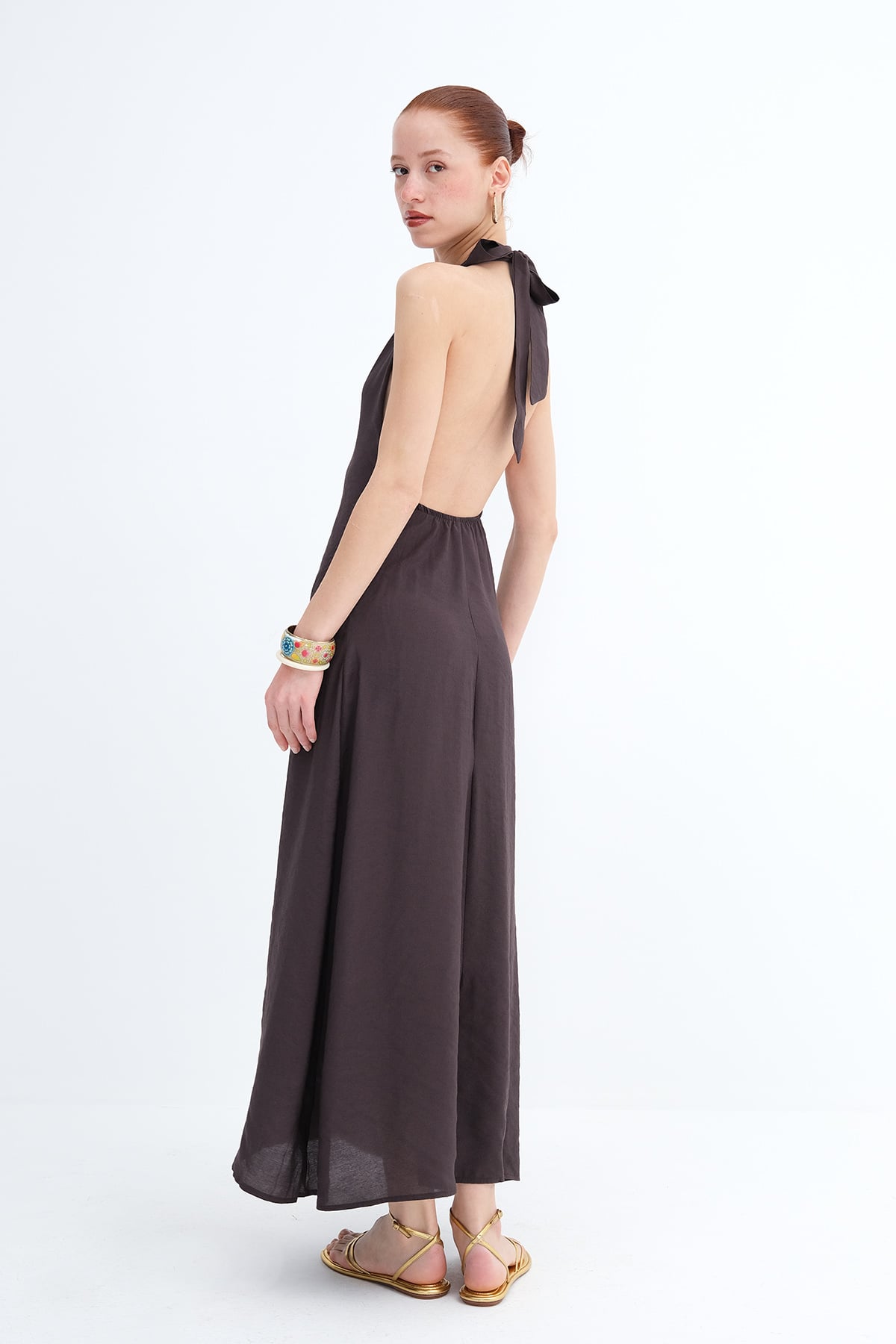 Soft-Brown_Halter-Neck-Modal-Dress-addax
