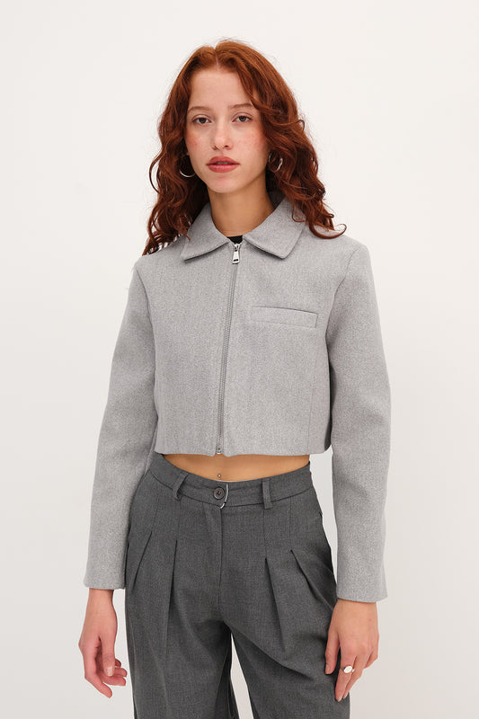 Grey_Zip-Up-Cropped-Jacket. -addax