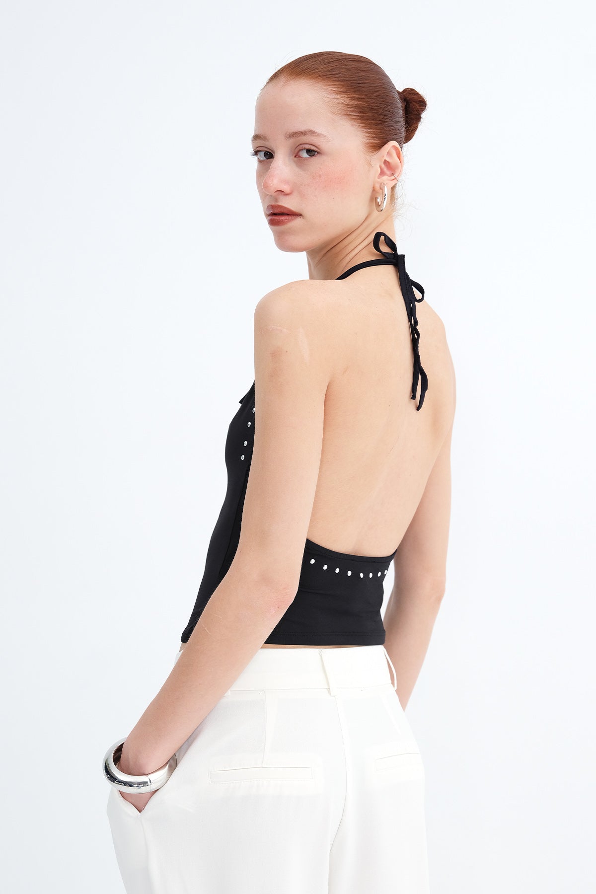 Halter Neck Embellished Blouse