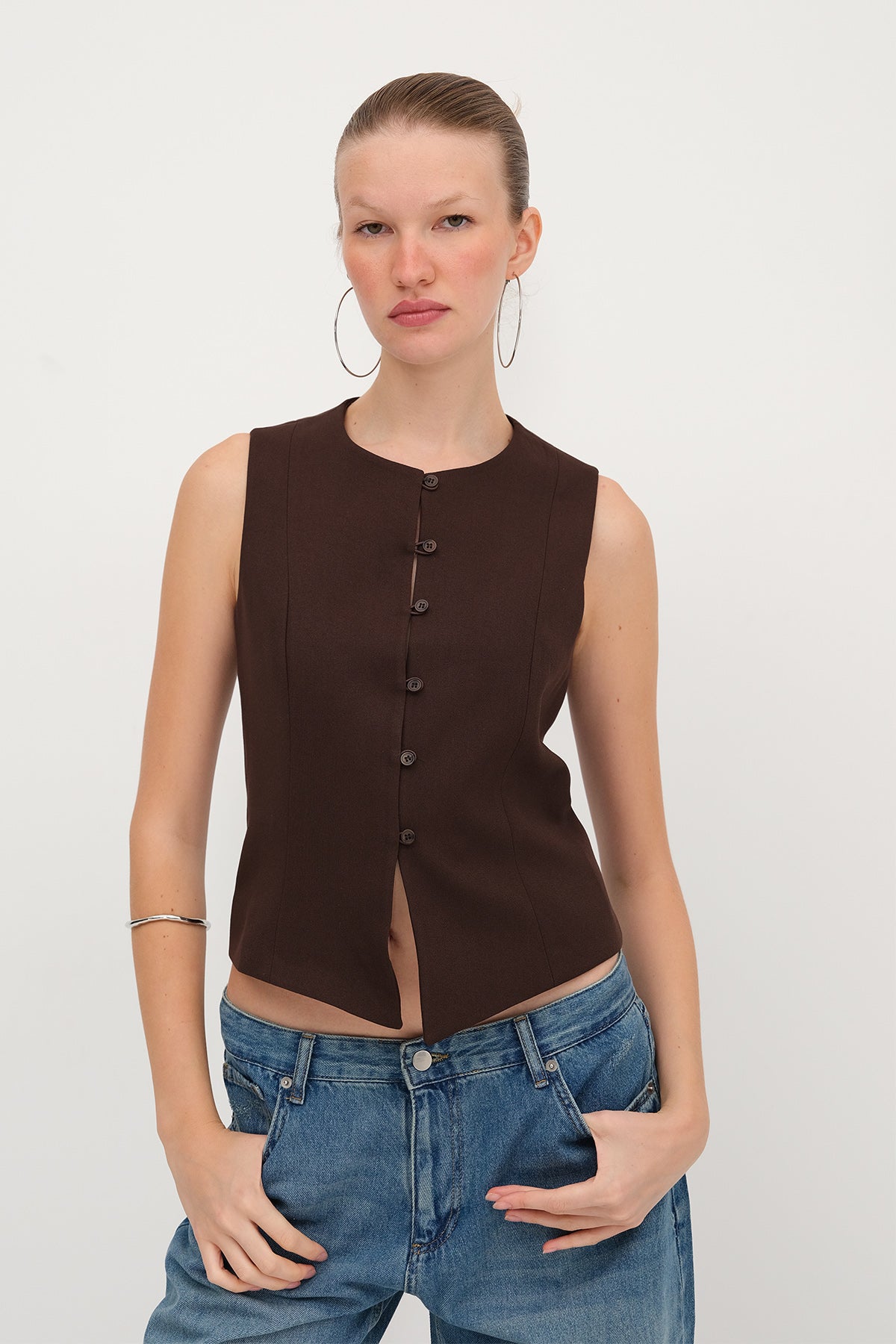 Brown_Crew-Neck-Buttoned-Vest-addax