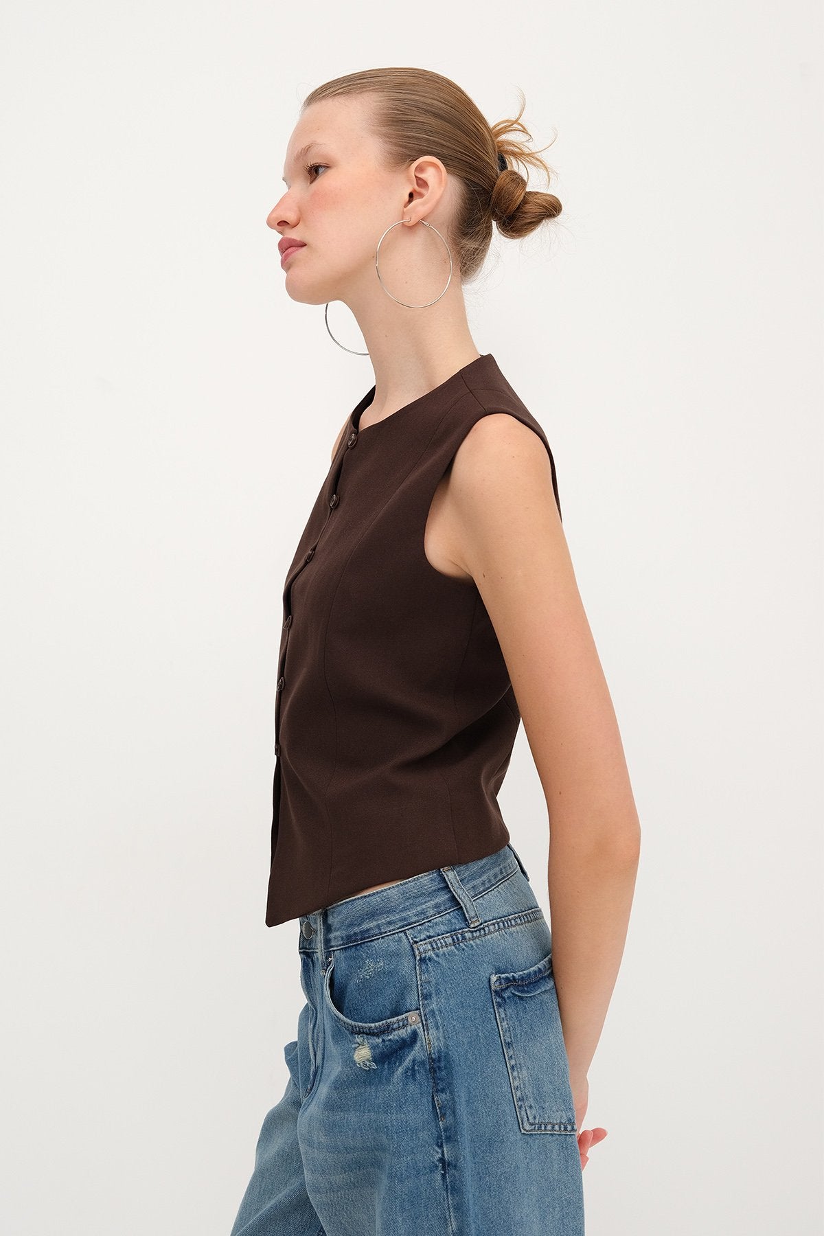 Brown_Crew-Neck-Buttoned-Vest-addax