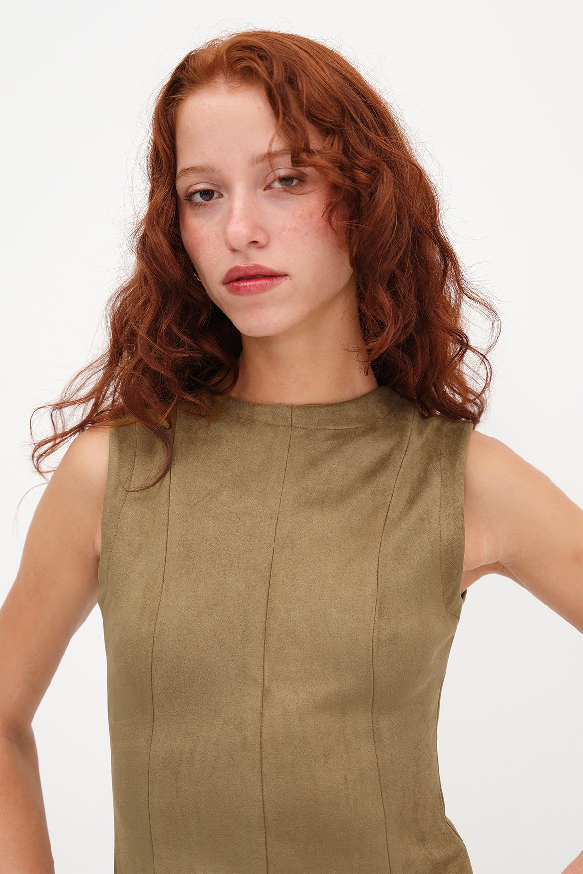 Khaki_Suede-Mini-Dress-addax