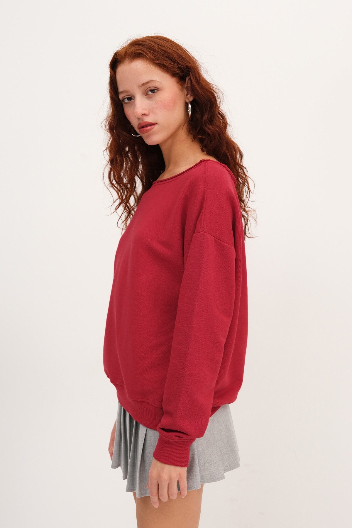 Bright-Red_Boat-Neck-Sweatshirt-addax
