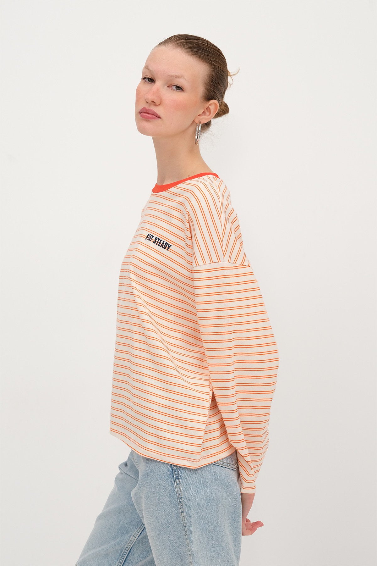 Orange---Beige_Striped-Long-Sleeve- T-Shirt-addax
