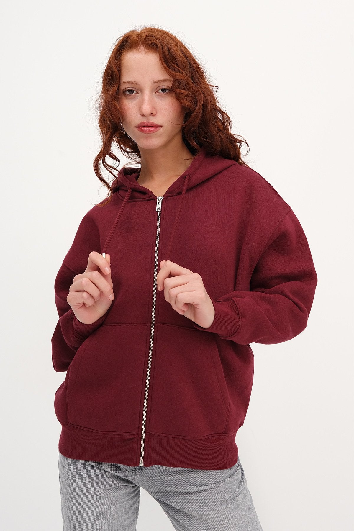 Fleece-Lined Zip-Up Sweatshirt