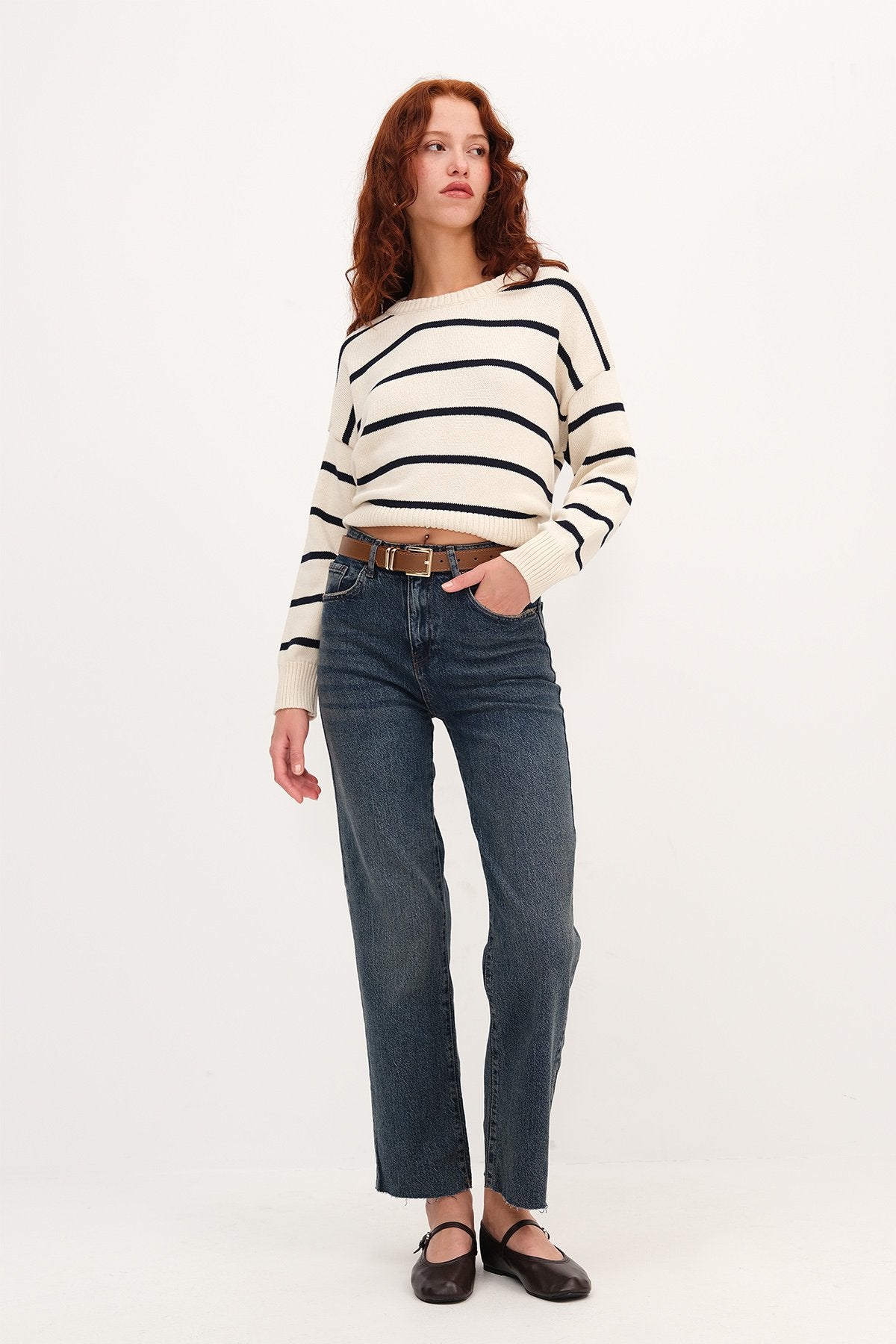 Straight Leg Jeans with Belt