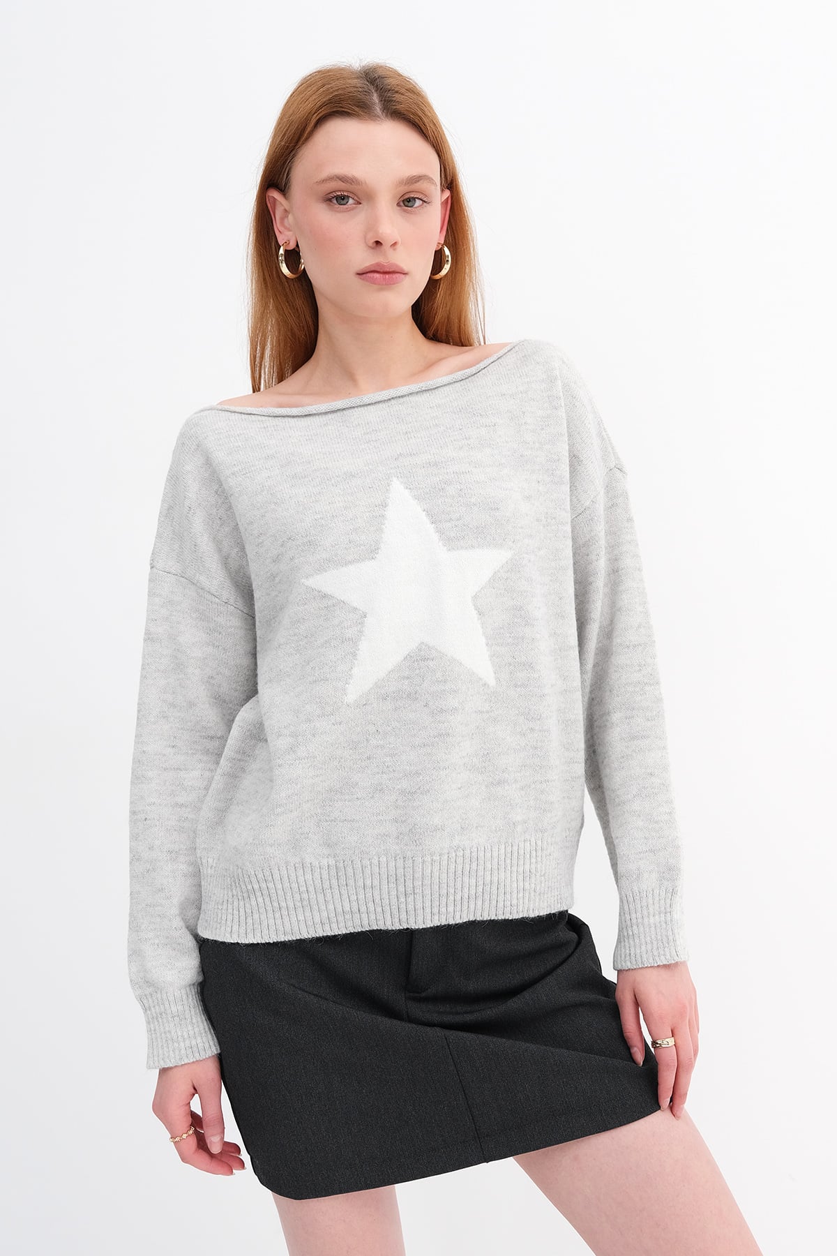 Snow-Melange-Ecru_Star-Pattern-Knit-Sweater-addax