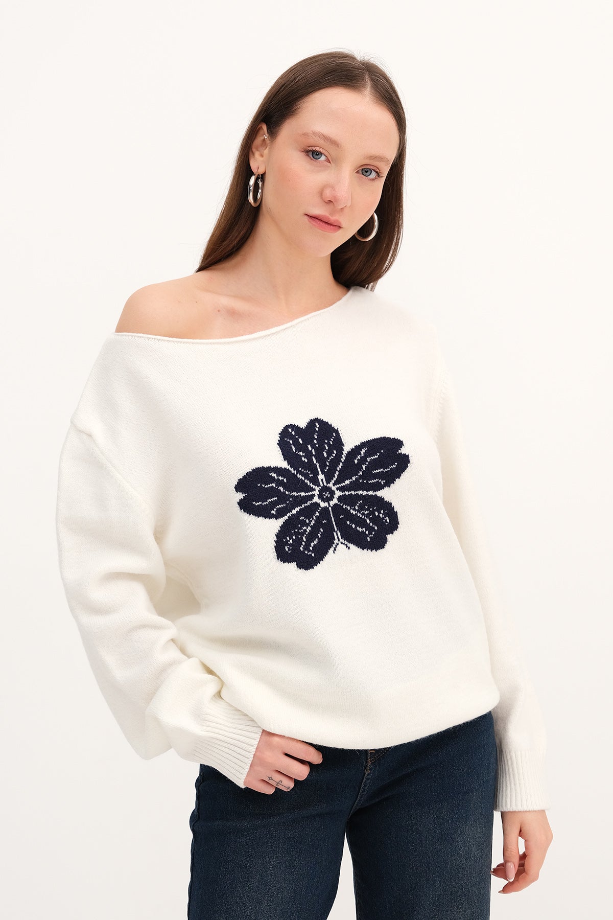 Ecru_Boat-Neck-Floral-Knit-Sweater-addax