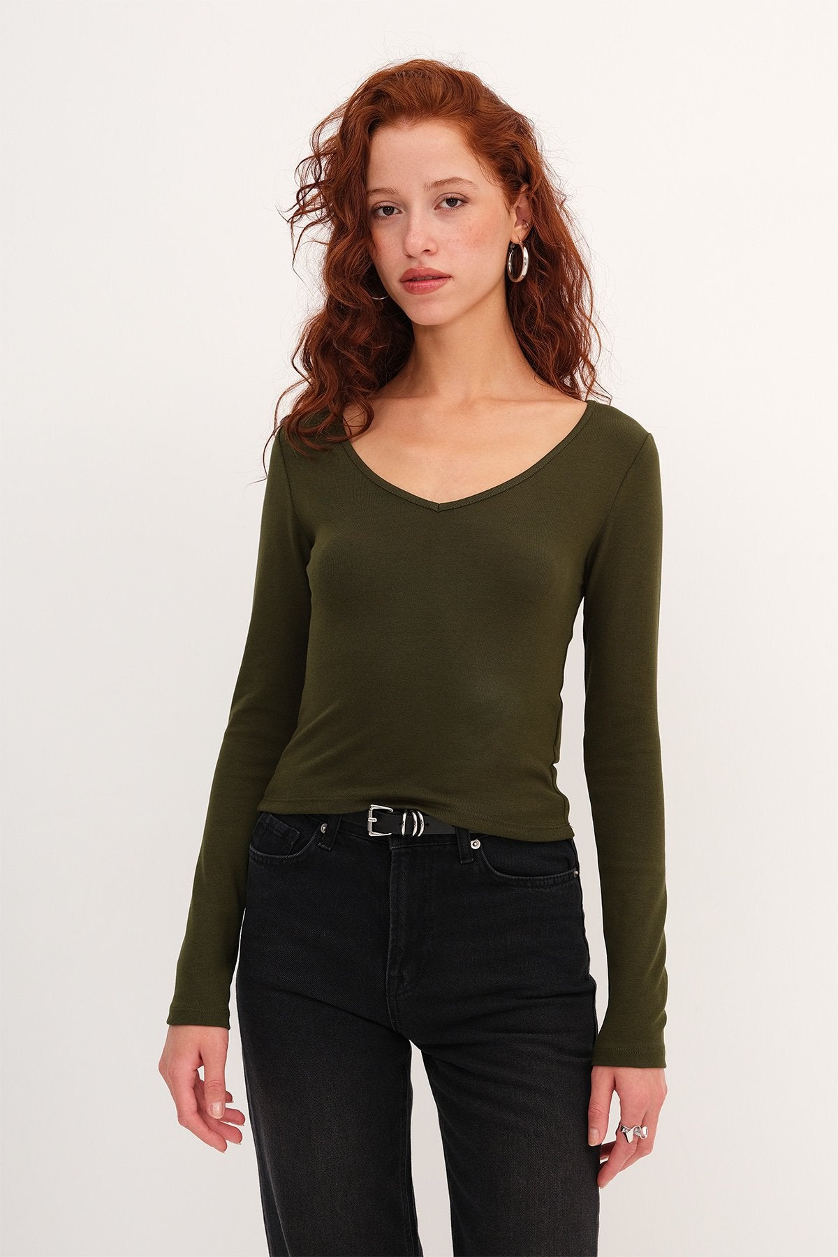 Dark-Green_V-Neck-Long-Sleeve-Basic-Blouse-addax