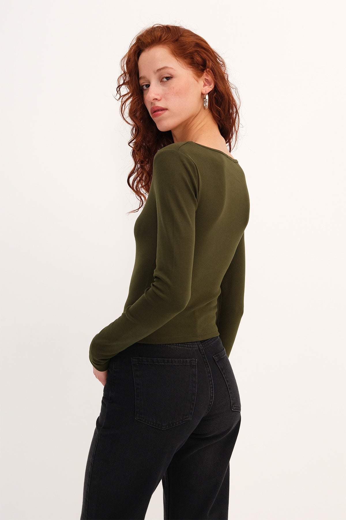 Dark-Green_V-Neck-Long-Sleeve-Basic-Blouse-addax