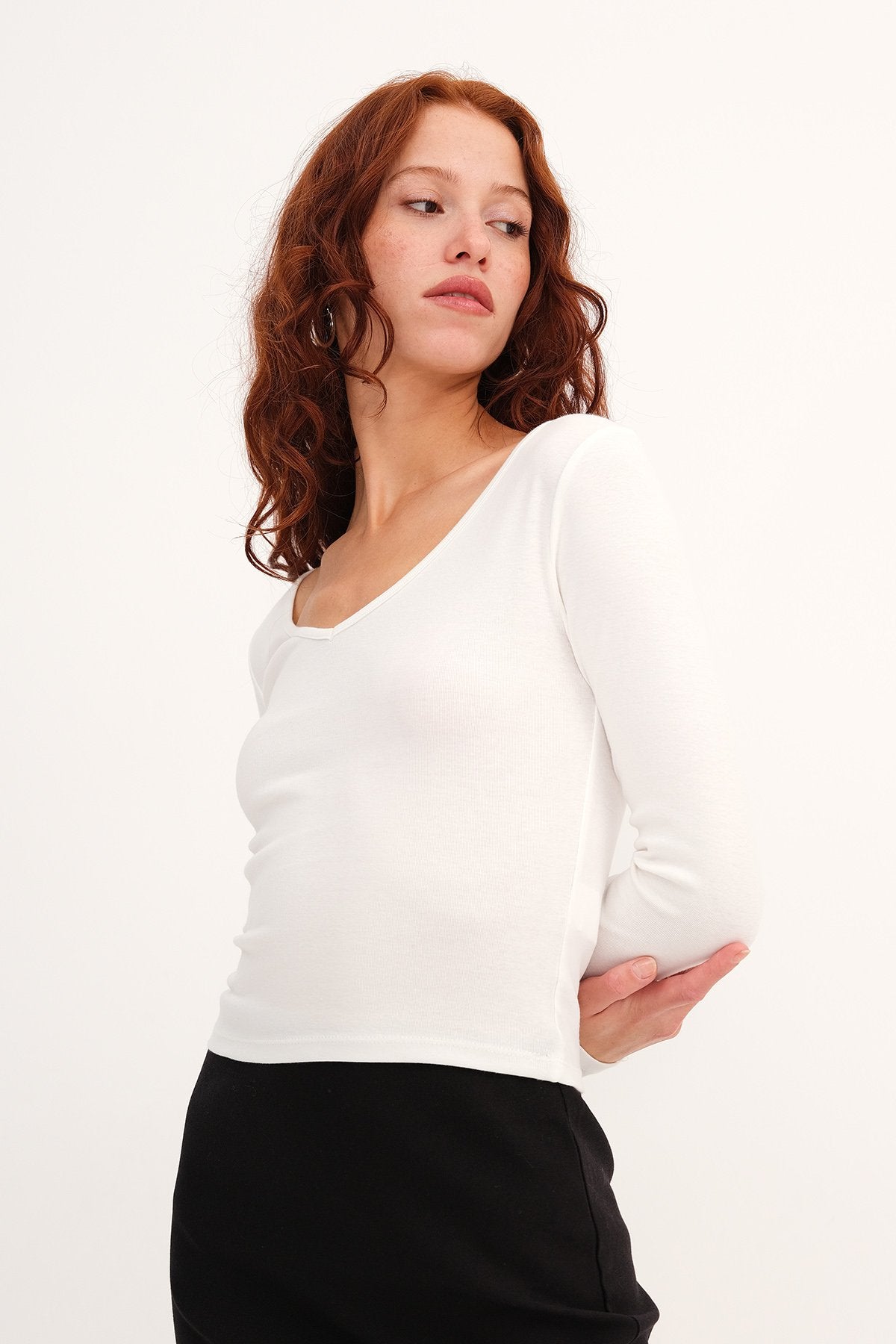 Ecru_V-Neck-Long-Sleeve-Basic-Blouse-addax