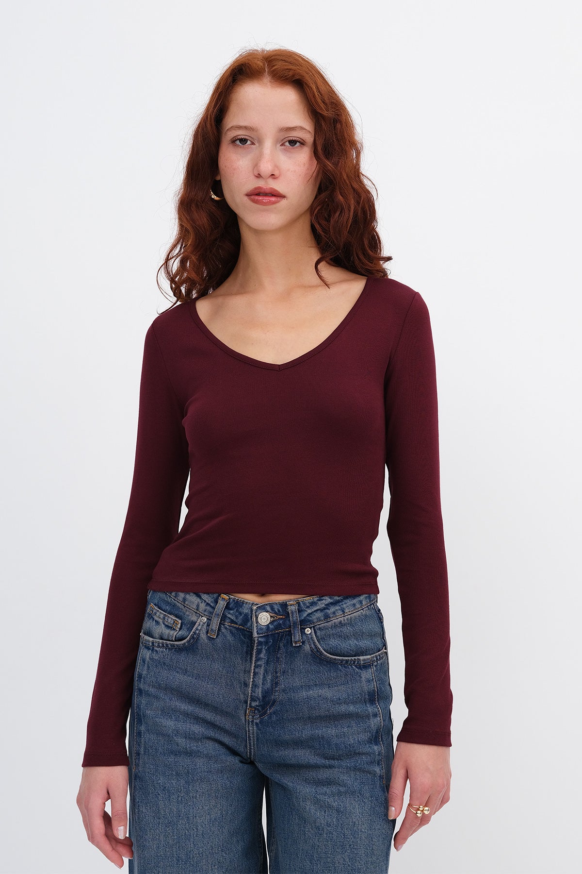 Dark-Maroon_V-Neck-Long-Sleeve-Basic-Blouse-addax