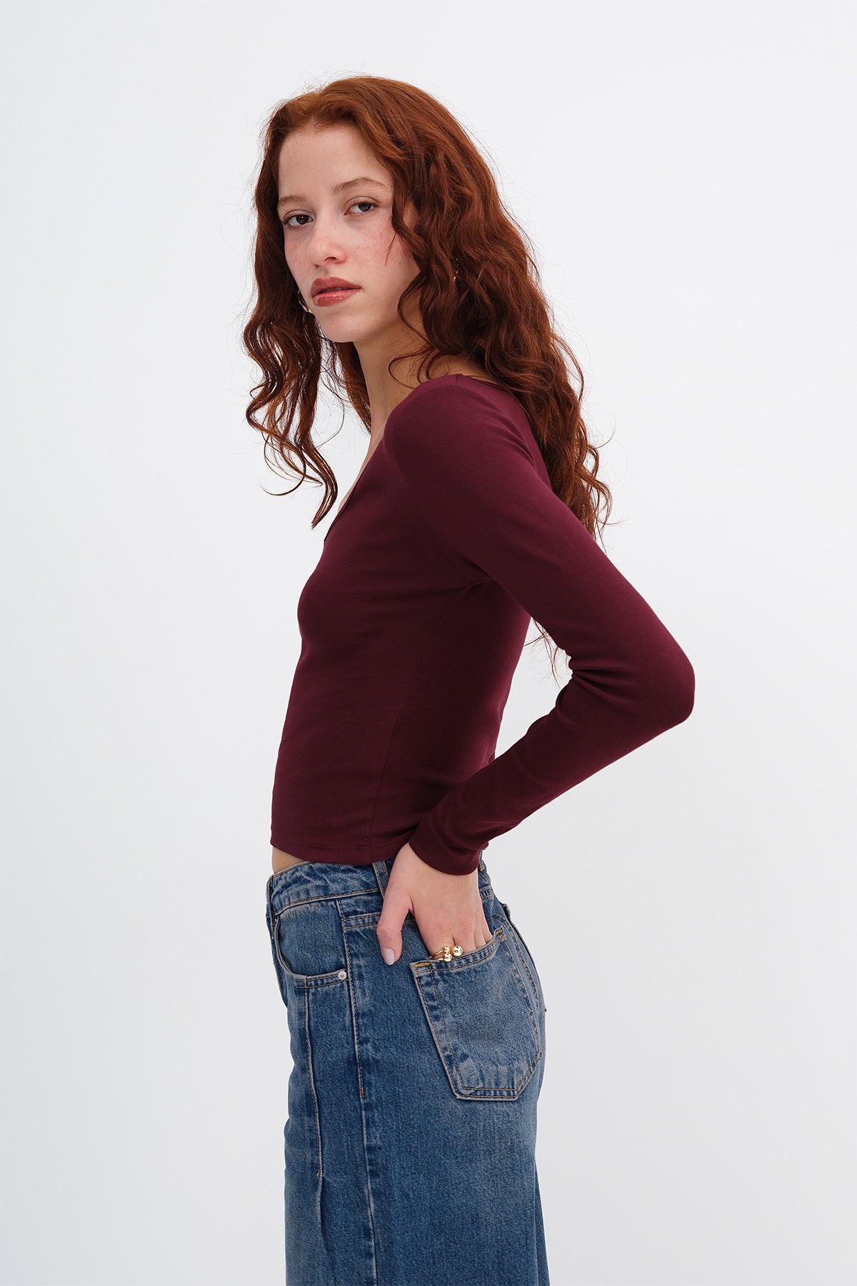 Dark-Maroon_V-Neck-Long-Sleeve-Basic-Blouse-addax
