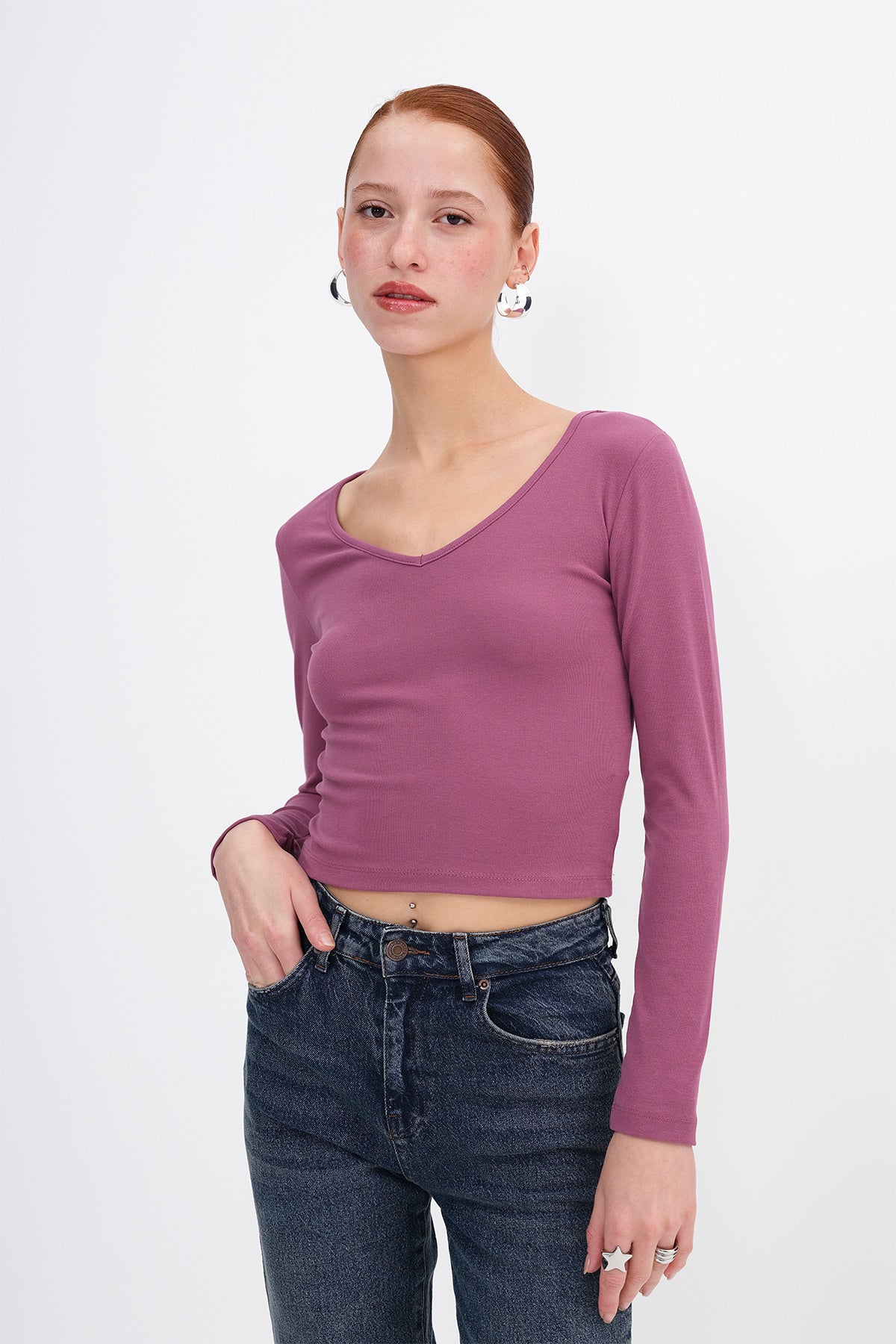 Light-Purple_V-Neck-Long-Sleeve-Basic-Blouse-addax