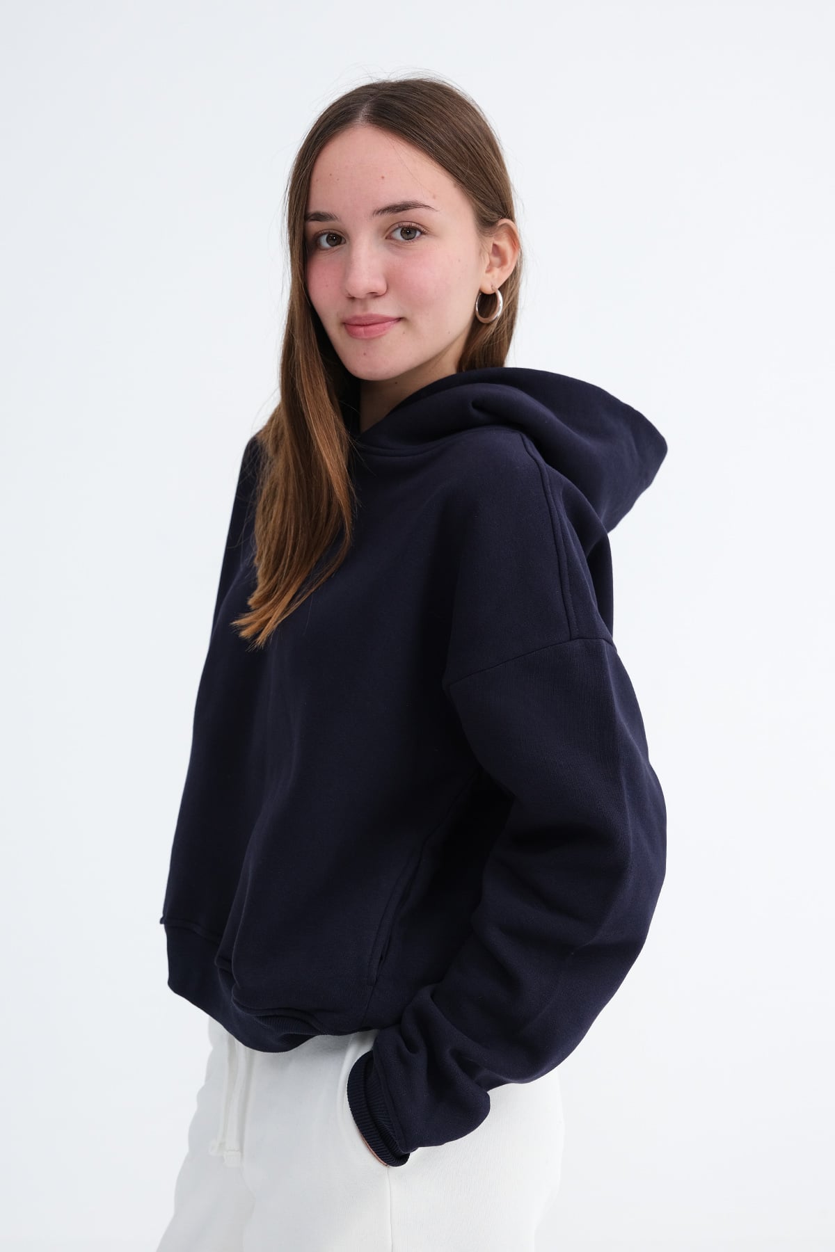 Dark-Night-Blue_Hooded-Brushed-Sweatshirt-addax