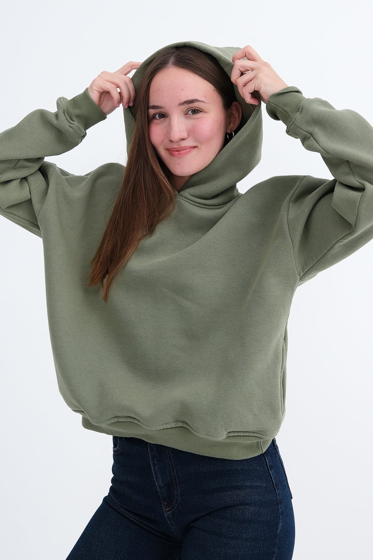 Oil-Green_Hooded-Brushed-Sweatshirt-addax