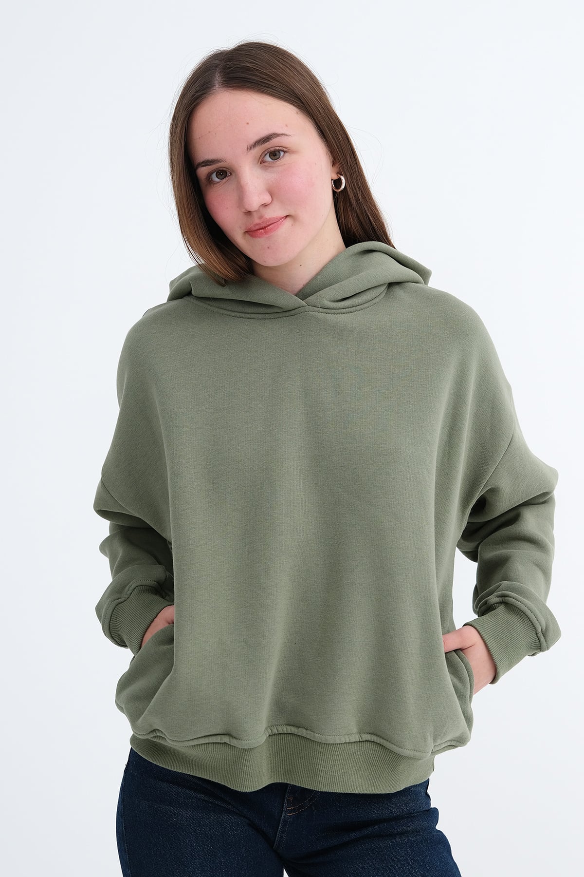 Oil-Green_Hooded-Brushed-Sweatshirt-addax