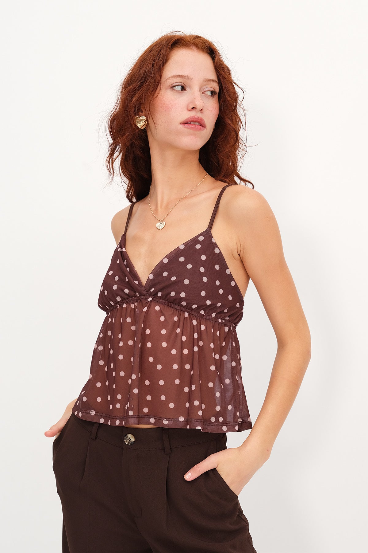 Brown-Lotus_Strappy-Polka-Dot-Blouse-addax