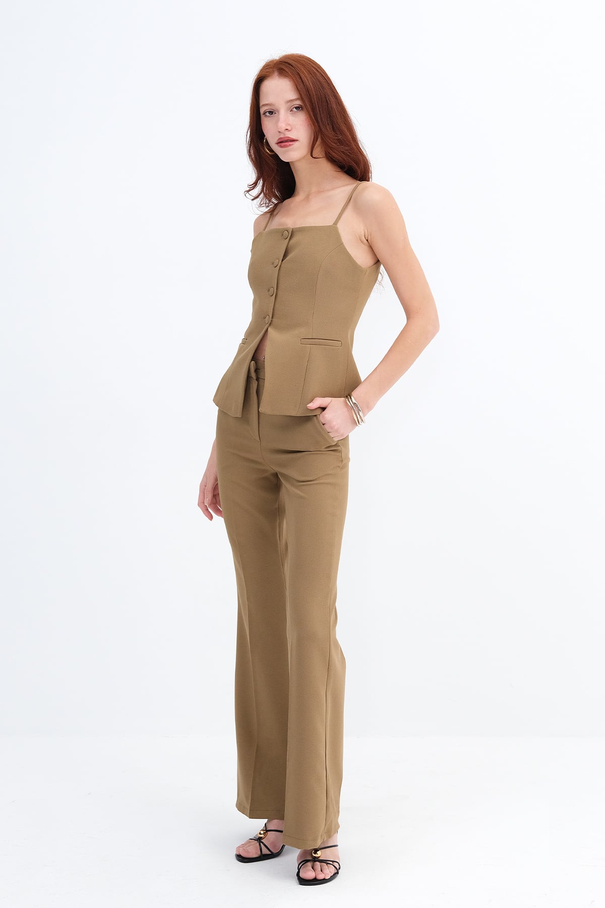 Khaki_Buttoned-Two-Piece-Set-with-Thin-Straps-addax
