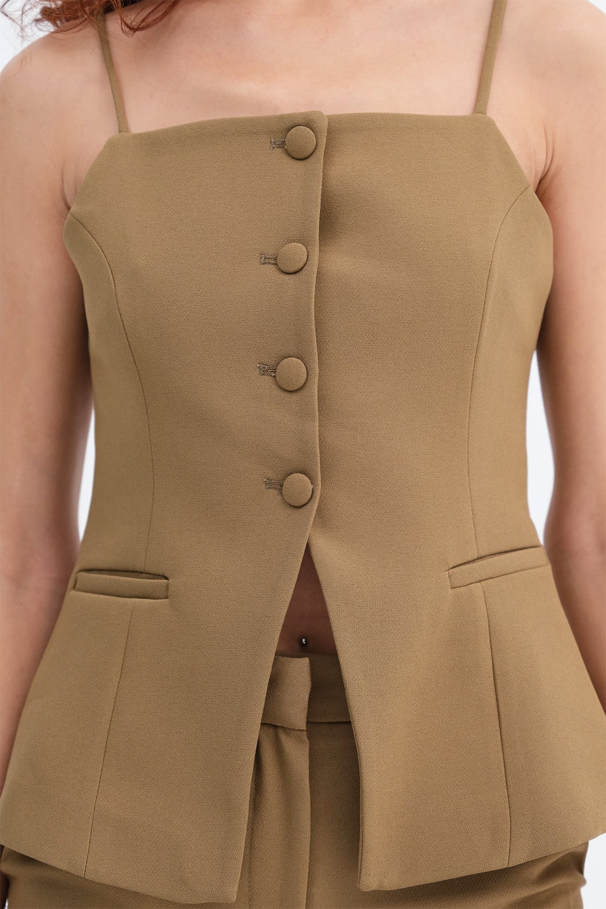 Khaki_Buttoned-Two-Piece-Set-with-Thin-Straps-addax