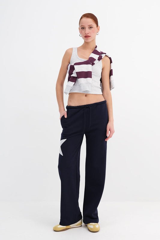 Night-Blue_Star-Pattern-Sweatpants-addax