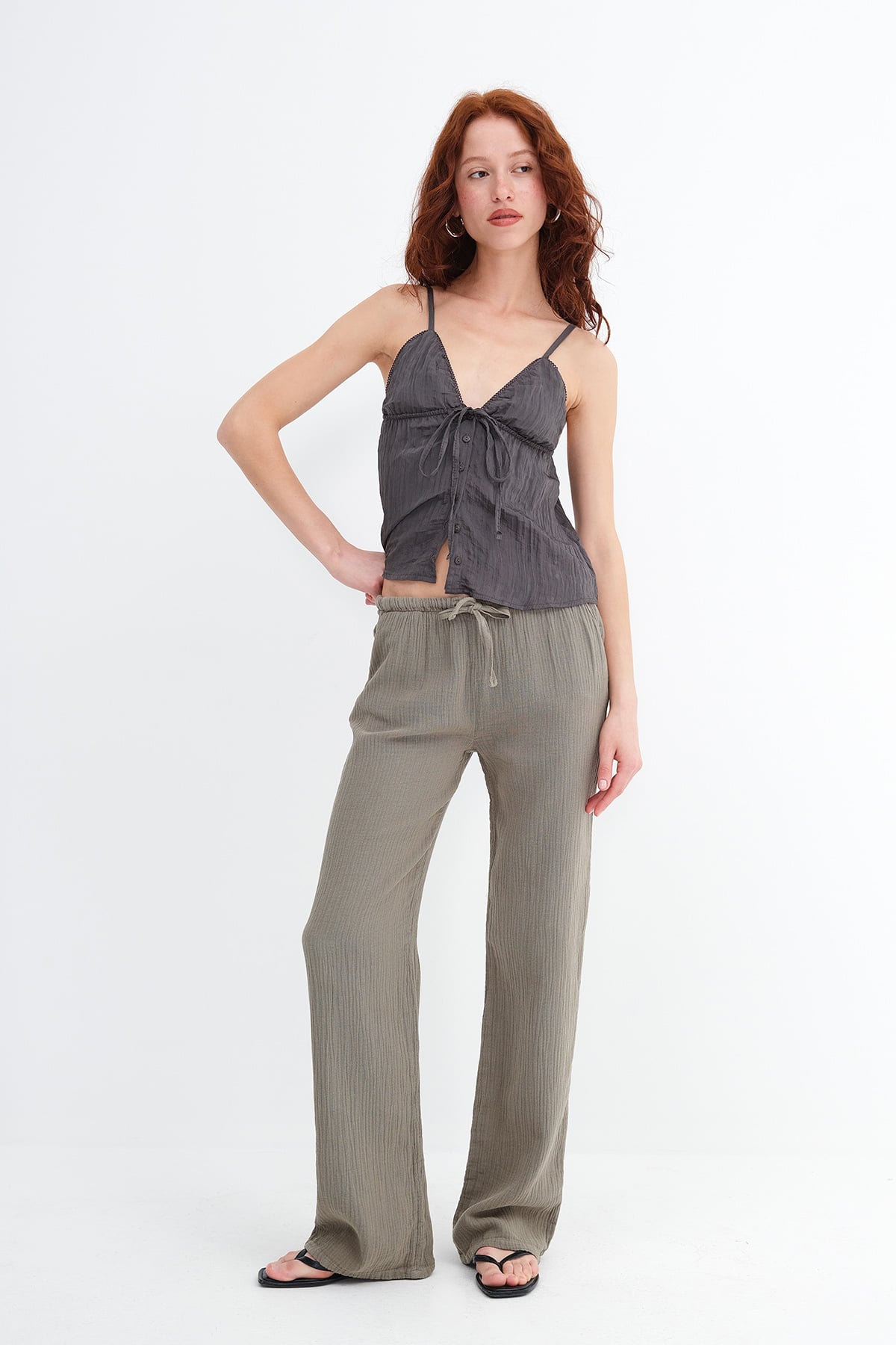 Oil-Green_Waist-Tie-Pants-addax