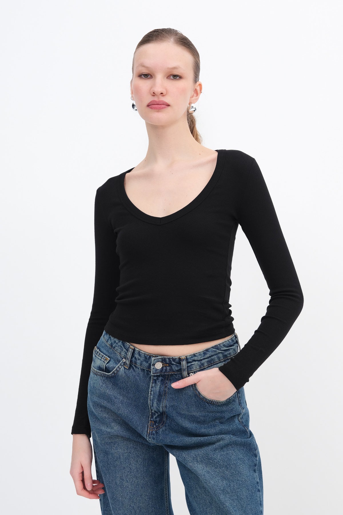 V-Neck Basic Blouse