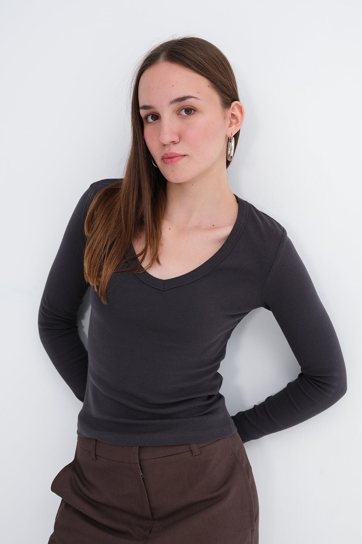 Charcoal_V-Neck-Basic-Blouse-addax