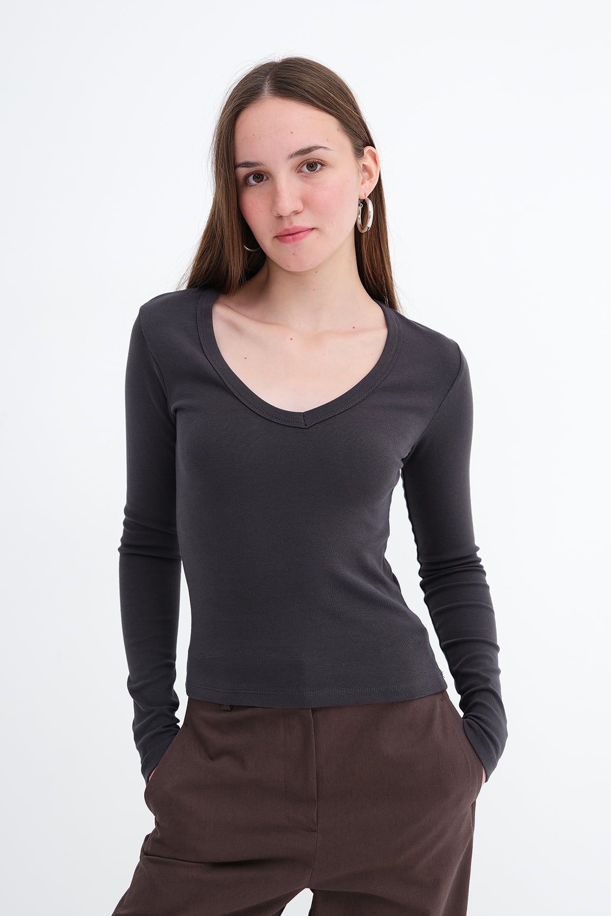 Charcoal_V-Neck-Basic-Blouse-addax